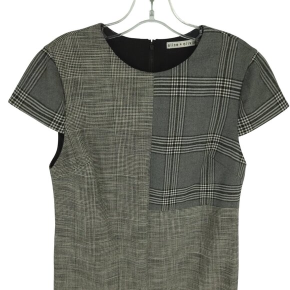 Alice + Olivia Coley Plaid Cap Sleeve Dress Microplaid Houndstooth Sparkle 8 - Picture 2 of 16